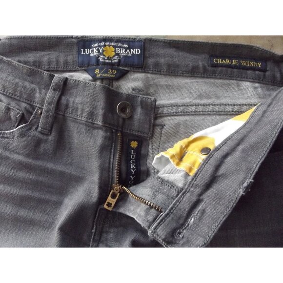 Lucky Brand Jeans 8/29 x 29" Gray Charlie Skinny low rise Cotton Blend stretch - Picture 4 of 12